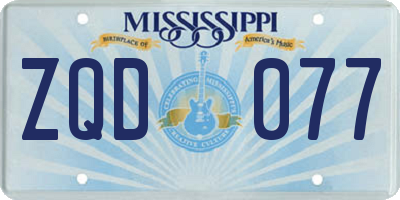 MS license plate ZQD077