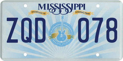 MS license plate ZQD078