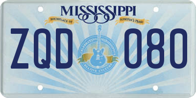 MS license plate ZQD080