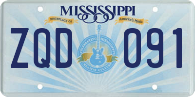 MS license plate ZQD091