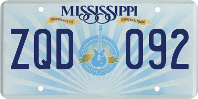 MS license plate ZQD092