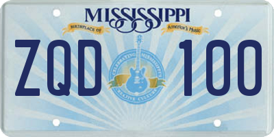 MS license plate ZQD100