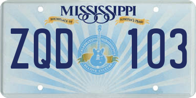 MS license plate ZQD103