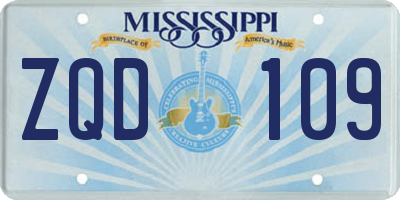 MS license plate ZQD109