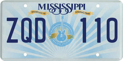 MS license plate ZQD110