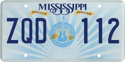 MS license plate ZQD112
