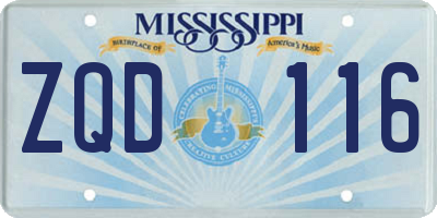 MS license plate ZQD116