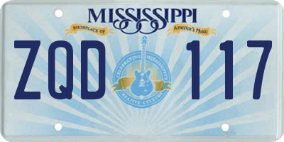 MS license plate ZQD117
