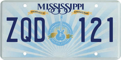 MS license plate ZQD121