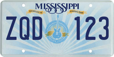MS license plate ZQD123