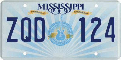 MS license plate ZQD124