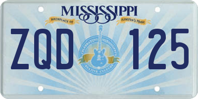 MS license plate ZQD125