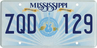 MS license plate ZQD129