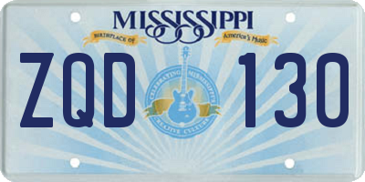 MS license plate ZQD130