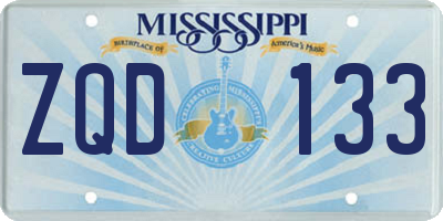 MS license plate ZQD133