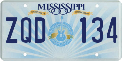MS license plate ZQD134