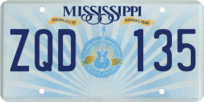 MS license plate ZQD135