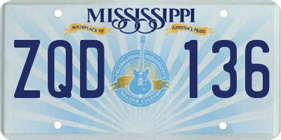 MS license plate ZQD136