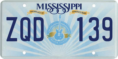 MS license plate ZQD139