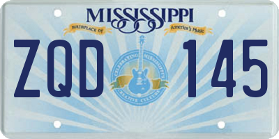 MS license plate ZQD145