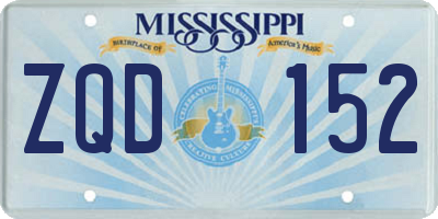 MS license plate ZQD152