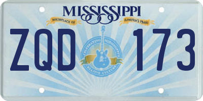 MS license plate ZQD173