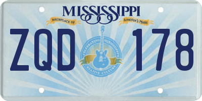 MS license plate ZQD178