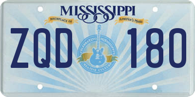 MS license plate ZQD180