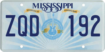 MS license plate ZQD192