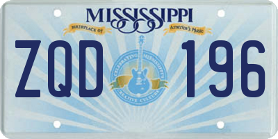 MS license plate ZQD196