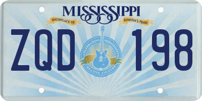 MS license plate ZQD198