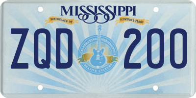 MS license plate ZQD200