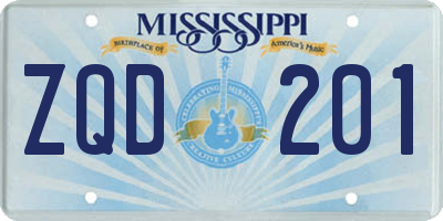 MS license plate ZQD201