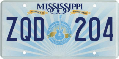 MS license plate ZQD204