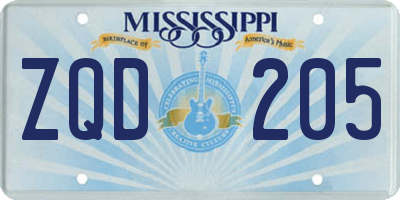 MS license plate ZQD205