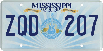 MS license plate ZQD207