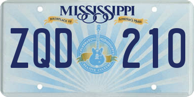 MS license plate ZQD210