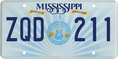 MS license plate ZQD211