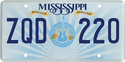 MS license plate ZQD220
