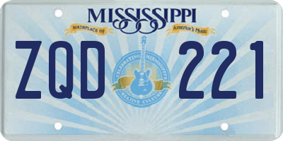 MS license plate ZQD221
