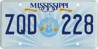 MS license plate ZQD228