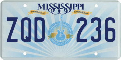 MS license plate ZQD236
