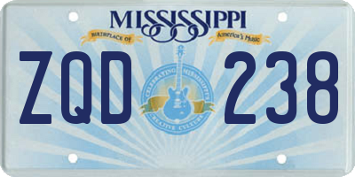 MS license plate ZQD238