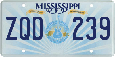MS license plate ZQD239