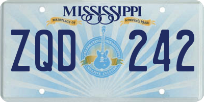 MS license plate ZQD242