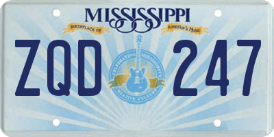 MS license plate ZQD247