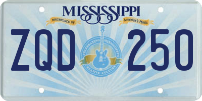 MS license plate ZQD250