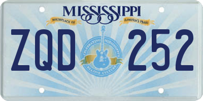 MS license plate ZQD252