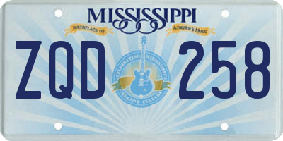 MS license plate ZQD258