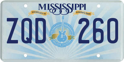 MS license plate ZQD260